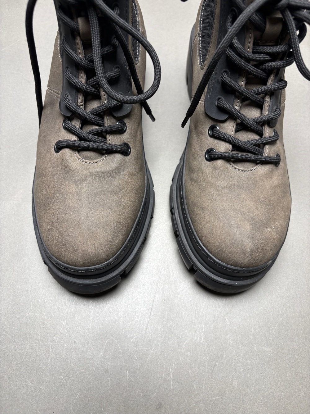 MIA Taupe Lace-Up Chunky Combat Boots with Black Soles - Picture 4 of 14